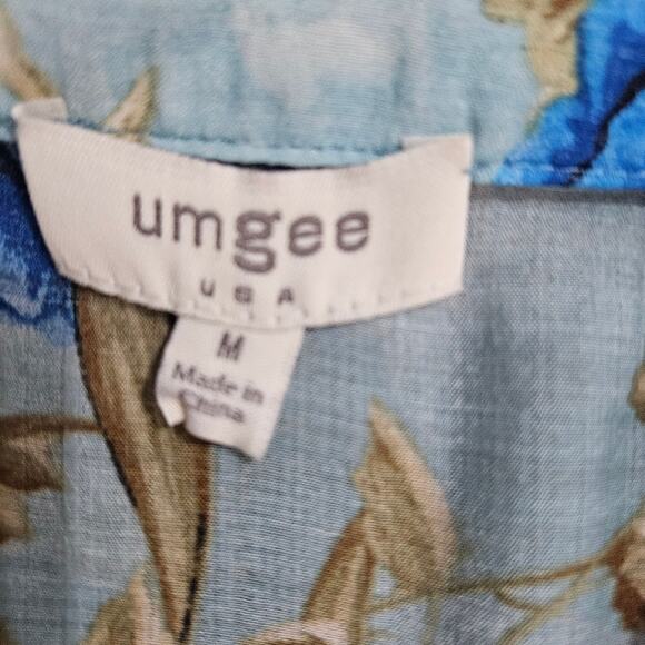 Umgee Tunic Floral Blue Red Long Sleeve Button Down Shirt Cotton Medium Boho - Picture 9 of 15